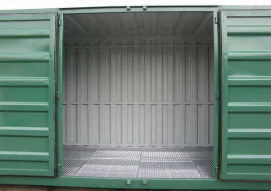 S5-Öko - Stahlcontainer mit Wanne - 2,99 x 2,44 x 2,59 m, 10 Lager