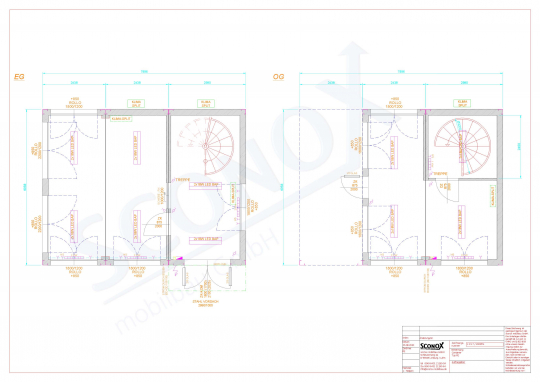 20OPPG 1397 - Hochwertiger 2-geschossiger Bürocontainer, ca. 81m², Dachterrasse, Innen-Wendeltreppe, EnEV, Split-Klima