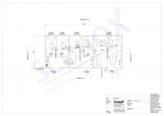 216 1910 - WC-Container D/H/barrierefrei, Vorwandinstallation, Alarmschalter/-leuchte