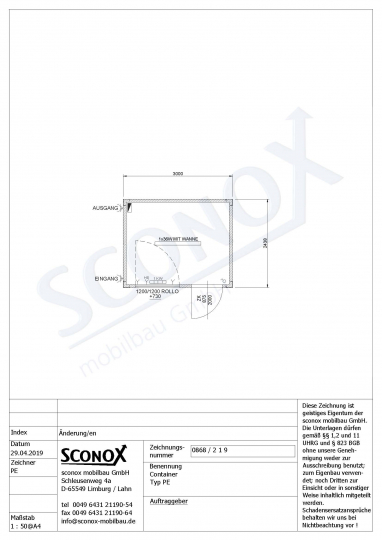 10ft-Standardcontainer mit Tür und Fenster längsseitig - 219 0868