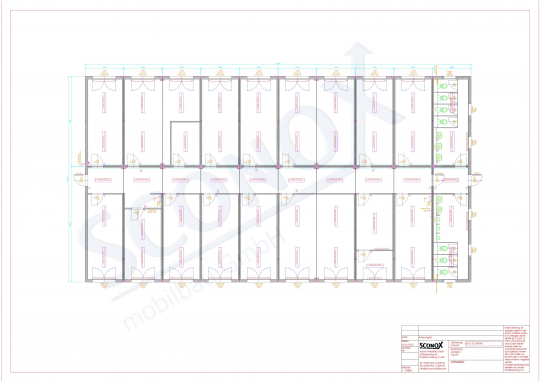 20OPPG 0003 - Bürocontainer-Anlage 480 m², Flur innenliegend, Dämmung für EnEv, WW-Heizkörper (bauseitige Therme)