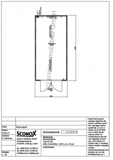 2141113 - isolierter Lagercontainer 18m², doppelflg. MZ-Außentür