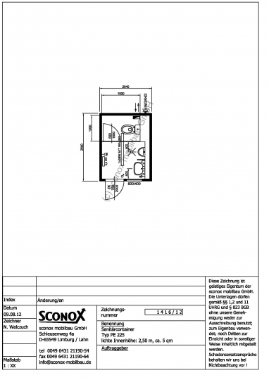 2121416 - Herren-WC, klein, 2,65 m*2,00 m