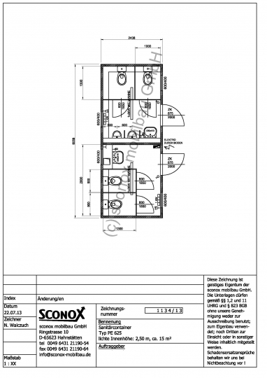 2131134 - Damen/Herren-WC, 6 m*2,50 m