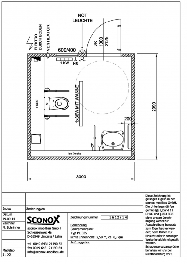 2141612 - Barrierefreier, behindertengerechter WC-Container 3,00x2,99m