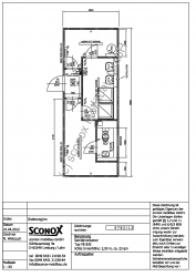 2120782 - Schwarz-Weiß-Container mit WC, 8 m*3 m