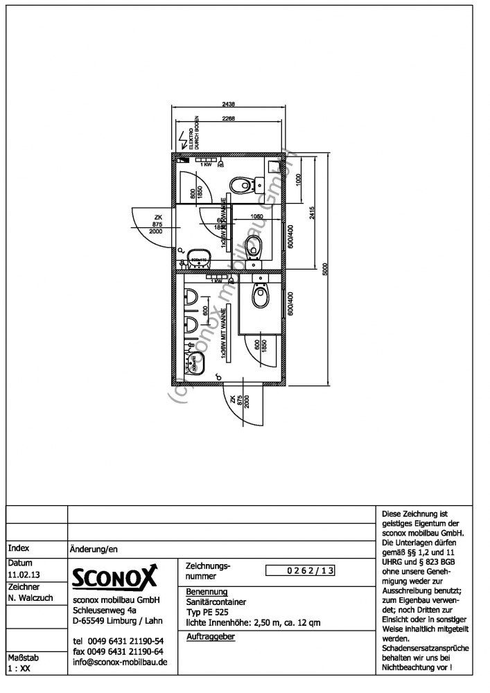 2130262 Damen Herren Wc 5 M 2 50 M
