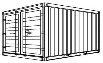 S5-Öko - Stahlcontainer mit Wanne - 2,99 x 2,44 x 2,59 m, 10' Lager